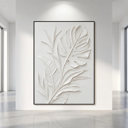 Minimalism - White Botanical Relief