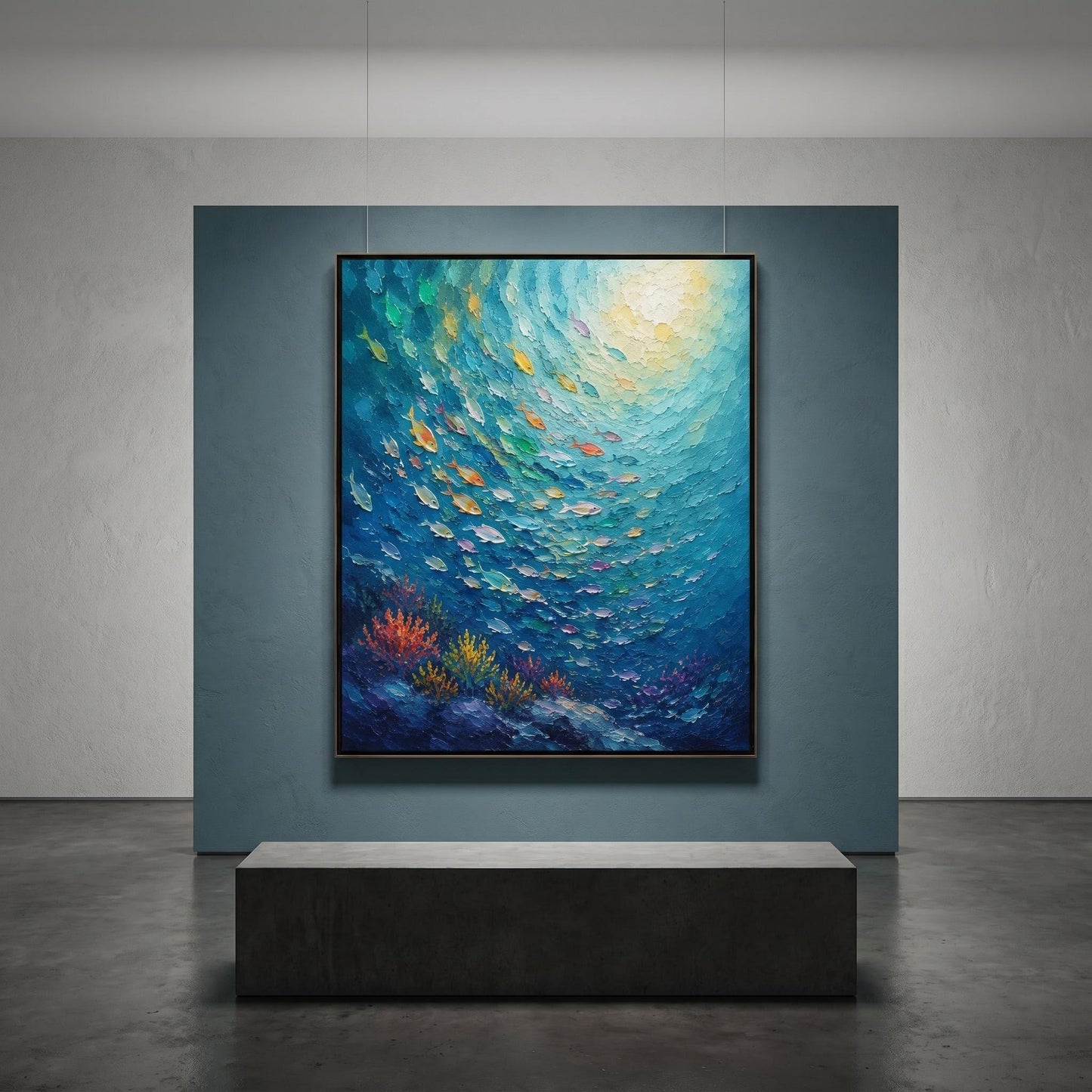 Colorful Painting - Underwater School of Fish