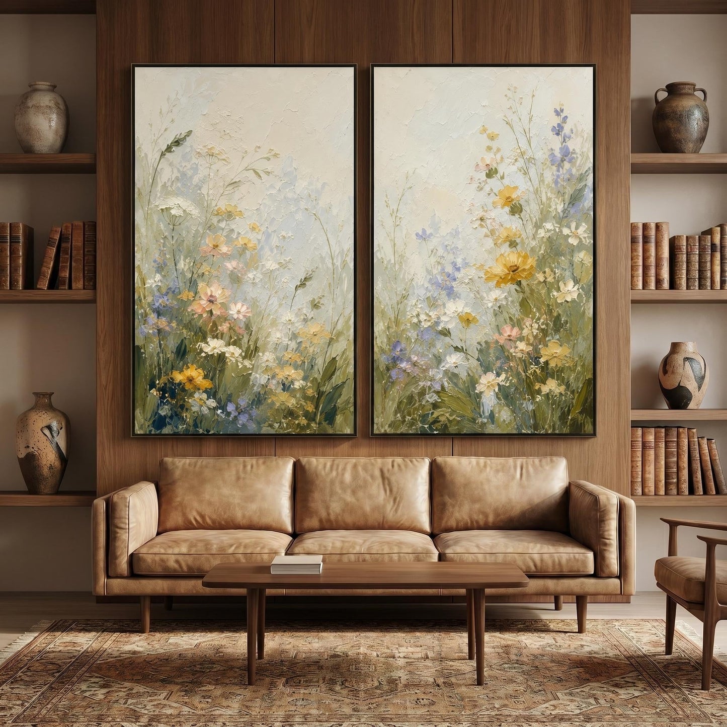 Colorful Painting - Wildflower Meadow Diptych