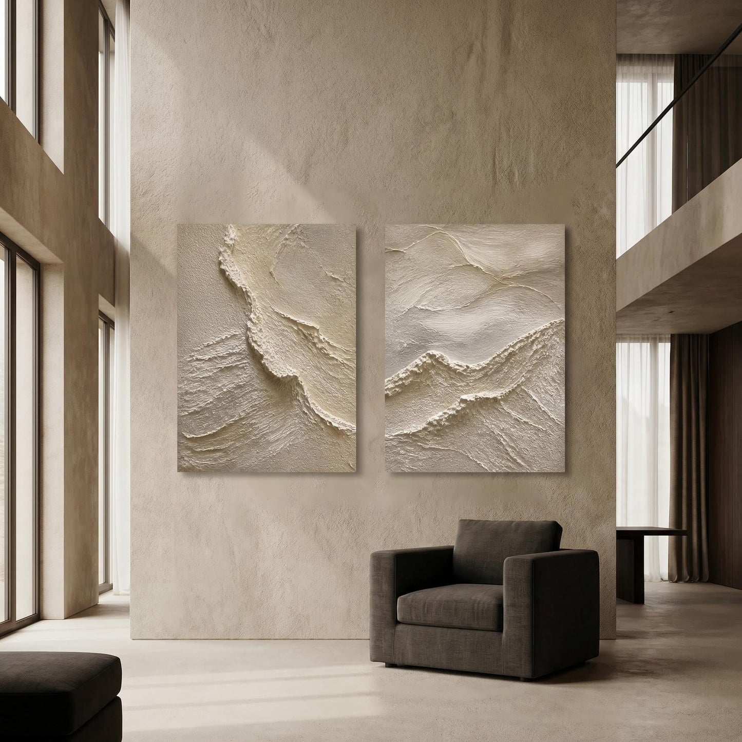 3D Textured Painting - Textured Terrain Diptych