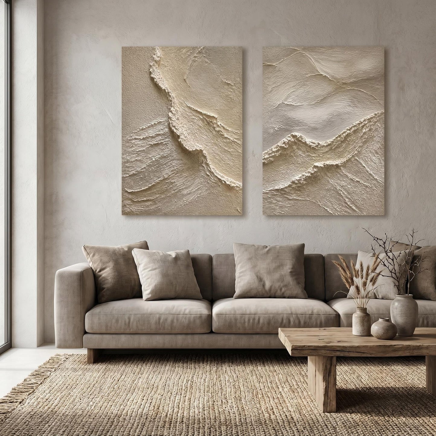 3D Textured Painting - Textured Terrain Diptych