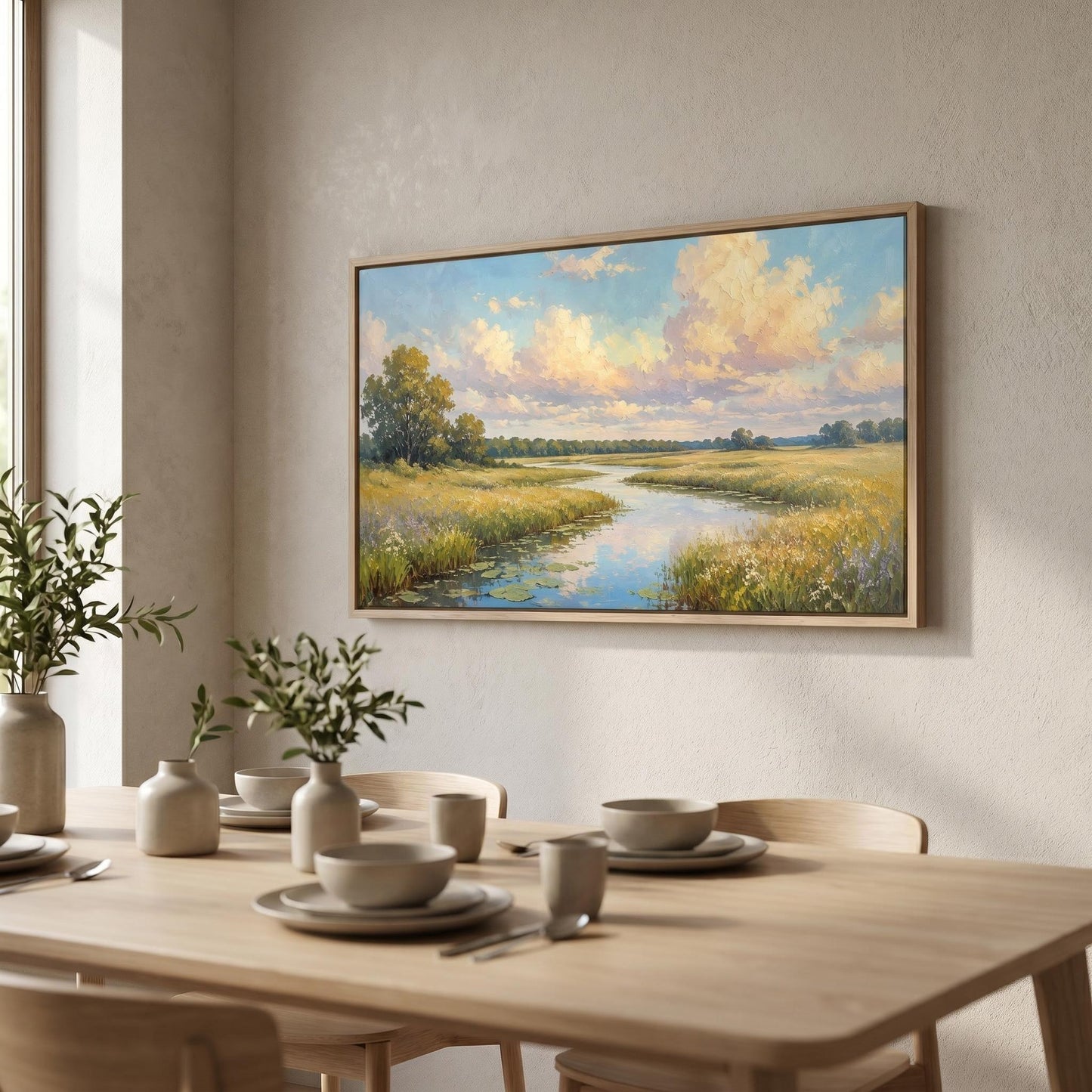 3D Textured Painting - Golden River Meadow