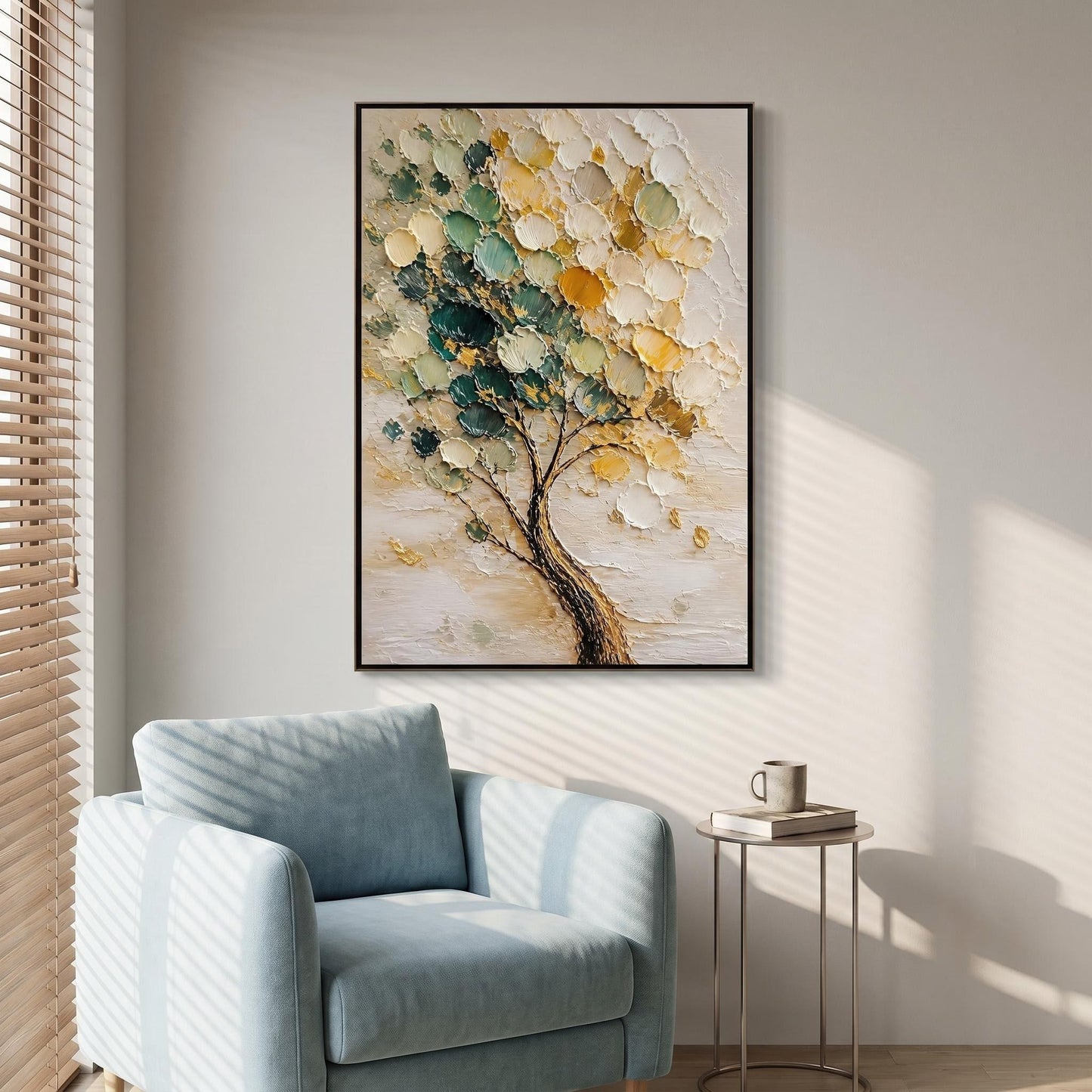 3D Textured Painting - Golden Green Tree