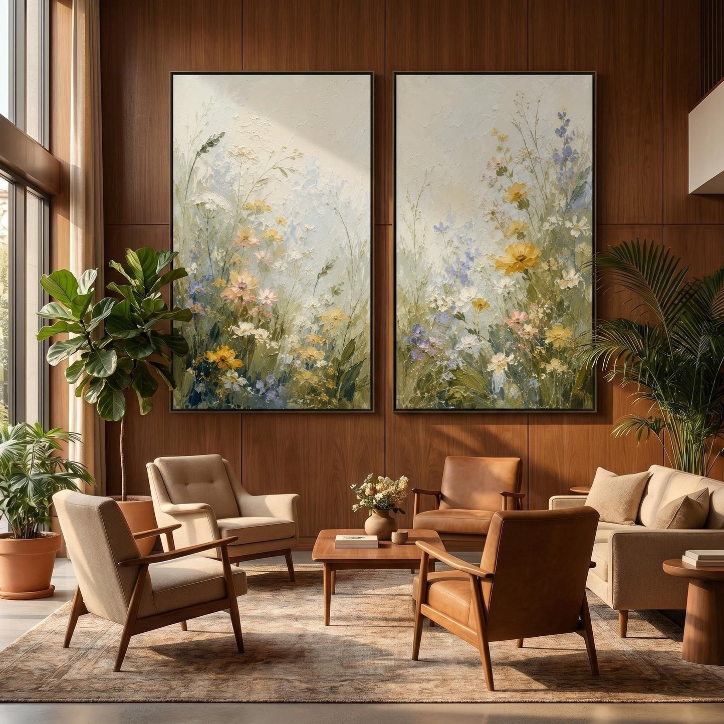 Colorful Painting - Wildflower Meadow Diptych