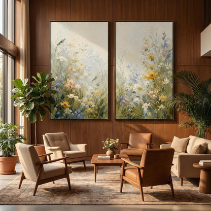 Colorful Painting - Wildflower Meadow Diptych