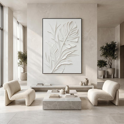 Minimalism - White Botanical Relief