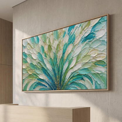 3D Textured Painting - Teal Peacock Bloom