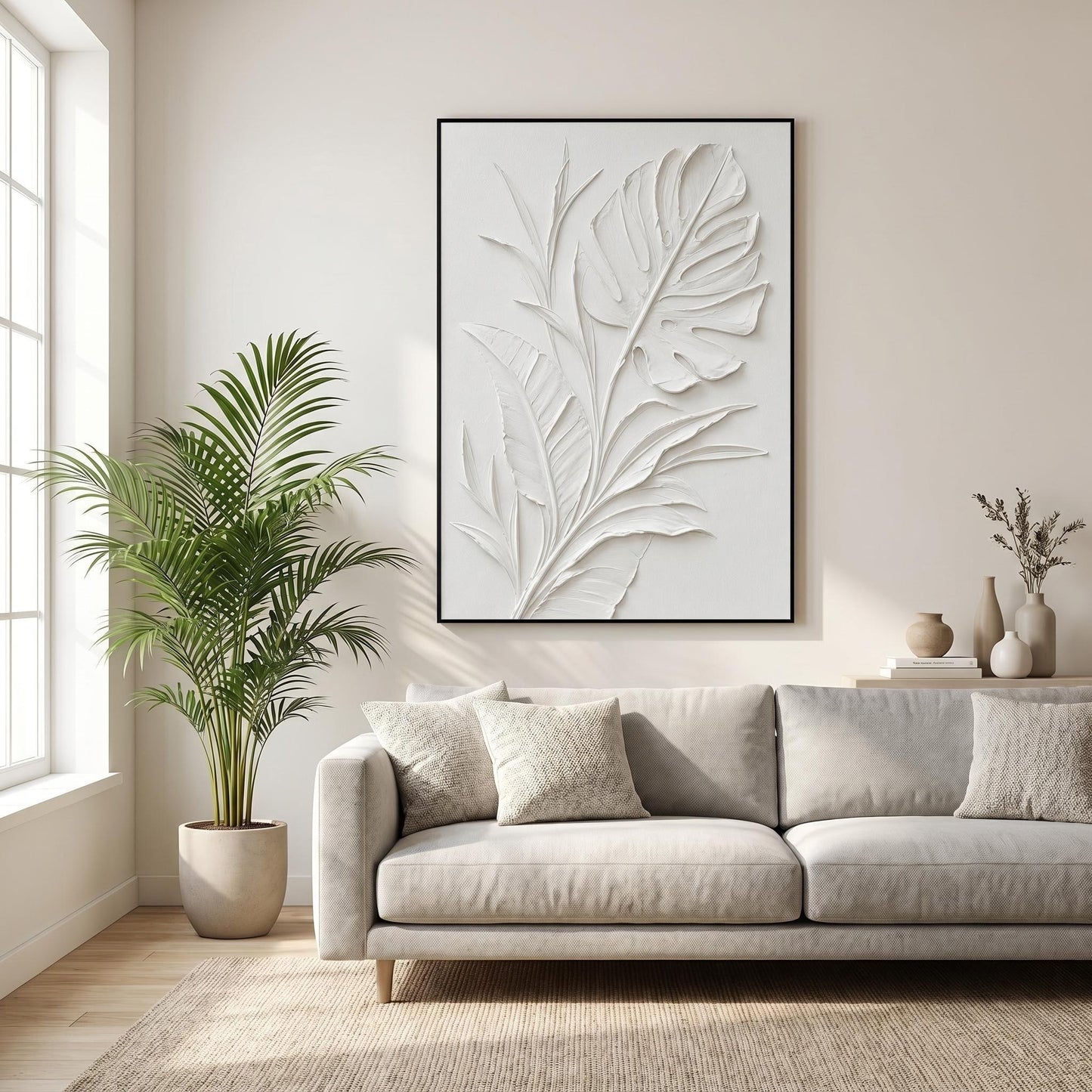 Minimalism - White Botanical Relief
