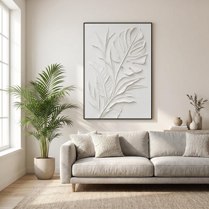 Minimalism - White Botanical Relief