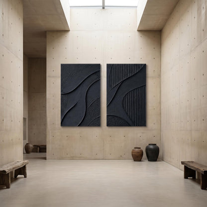 Wabi-Sabi Wall Art - Noir Flow Diptych