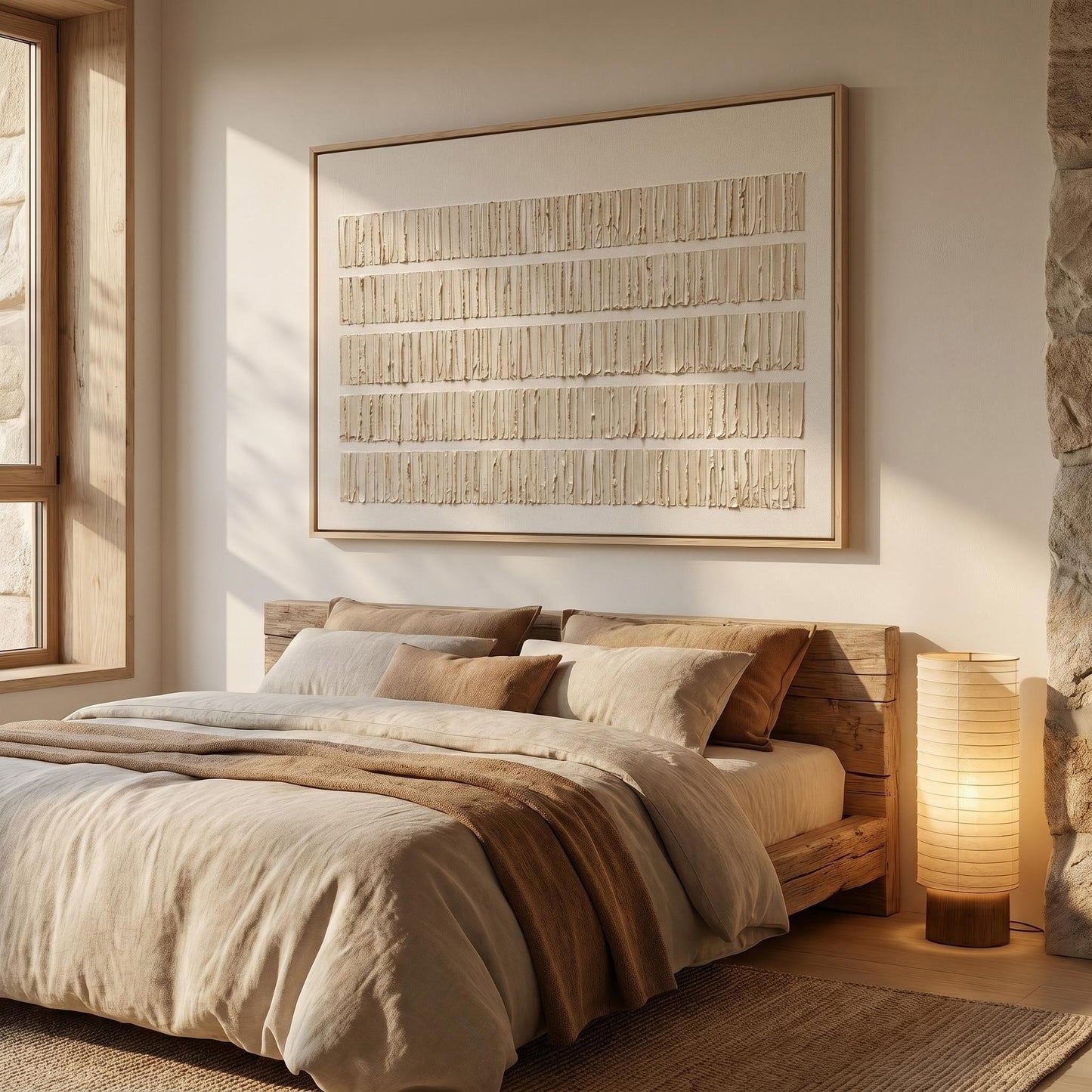 Wabi-Sabi Wall Art - Textured Linen Rows