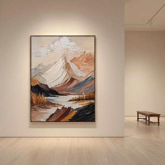 3D Textured Painting - Golden Peak Lake