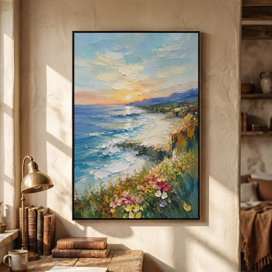 3D Textured Painting - Coastal Sunset Bluff