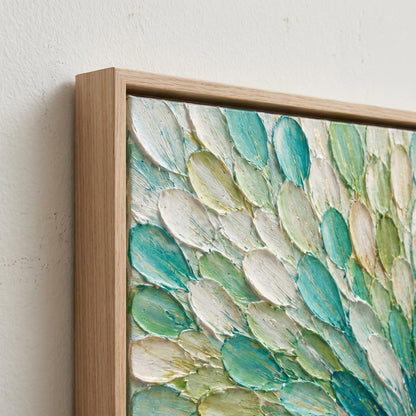 3D Textured Painting - Teal Peacock Bloom