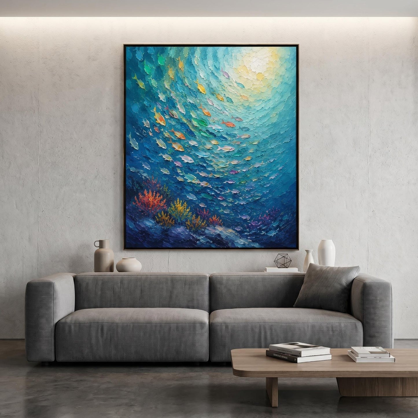 Colorful Painting - Underwater School of Fish
