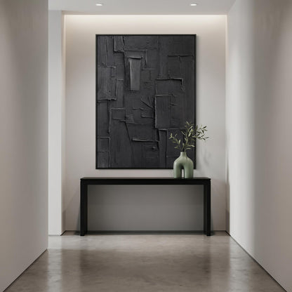 Wabi-Sabi Wall Art - Textured Black Relief