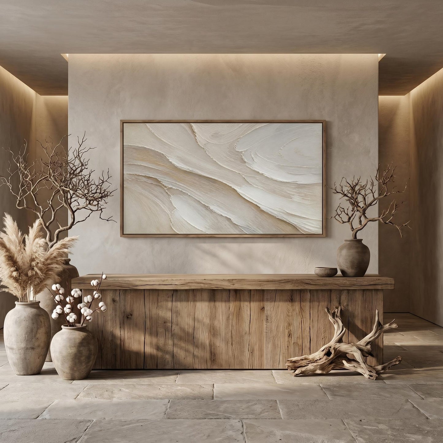 Wabi-Sabi Wall Art - Earthy Textured Tides