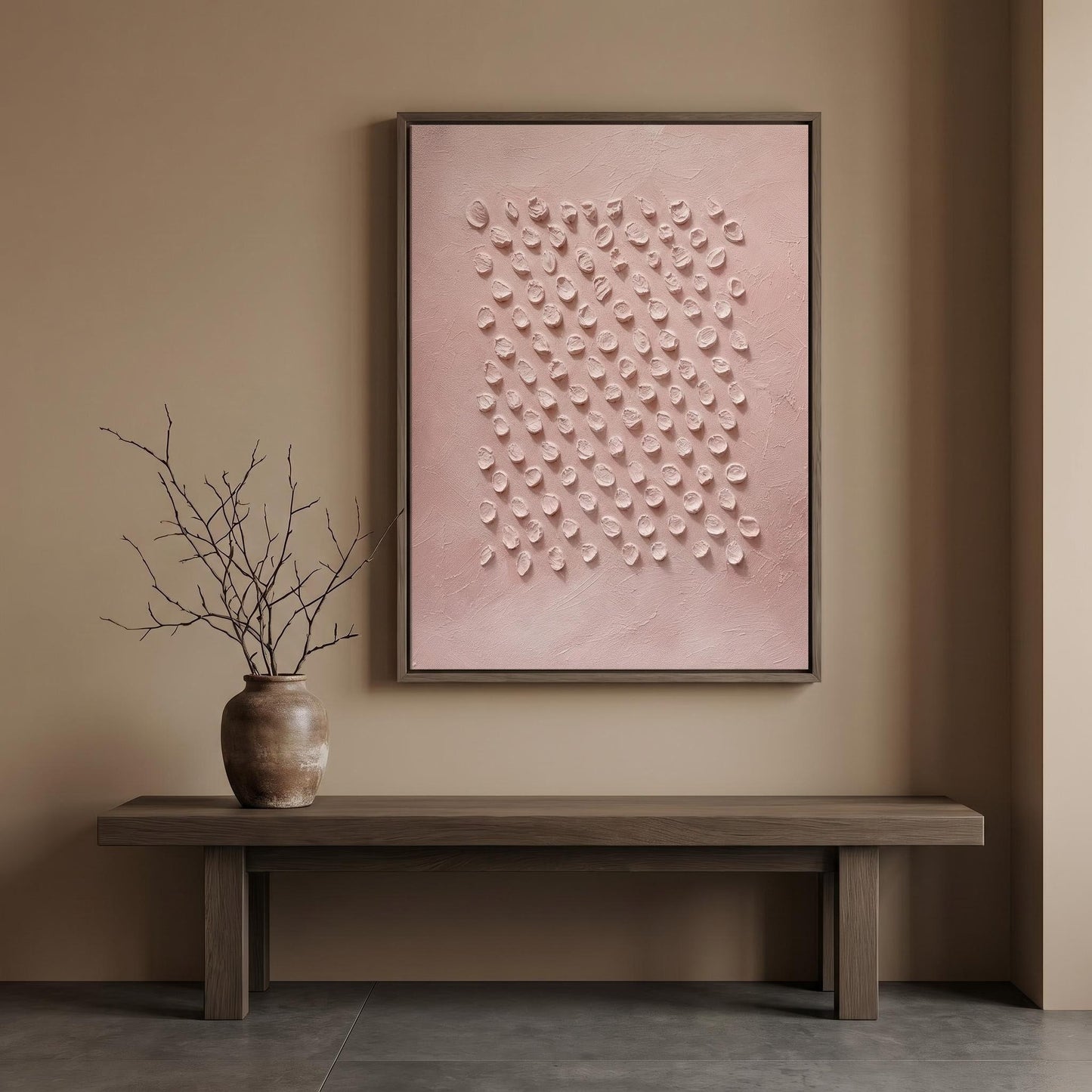 Wabi-Sabi Wall Art - Dusty Pink Textured Ripples