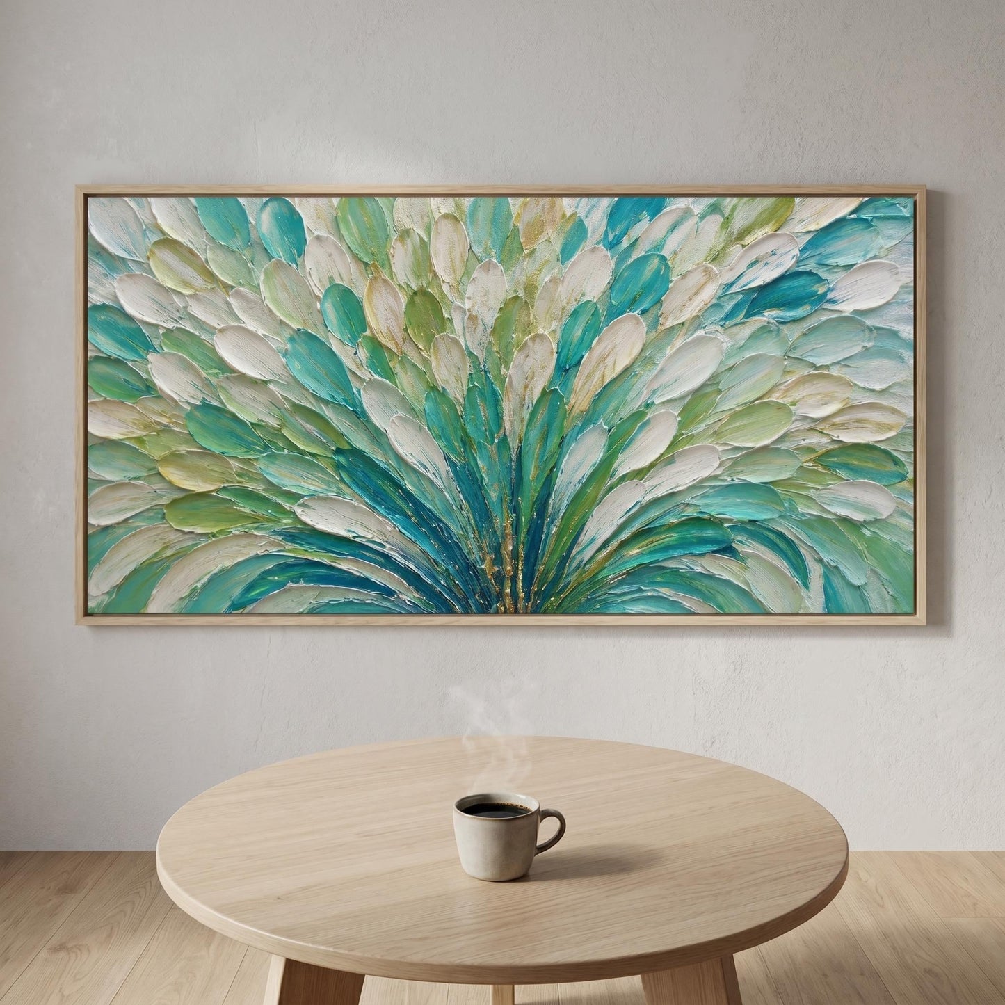 3D Textured Painting - Teal Peacock Bloom
