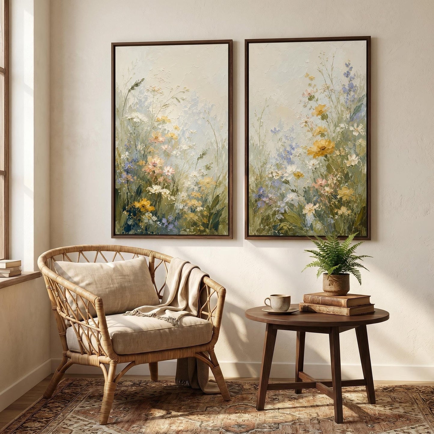 Colorful Painting - Wildflower Meadow Diptych
