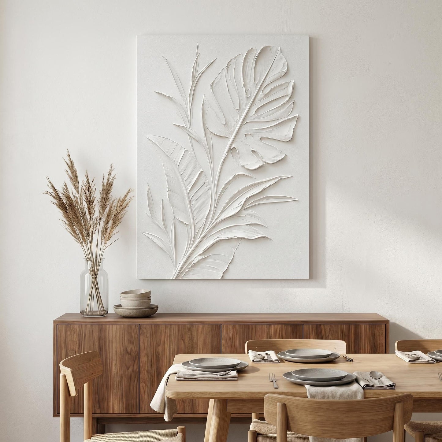 Minimalism - White Botanical Relief