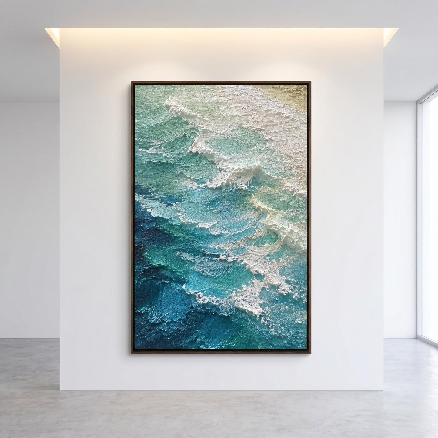 3D Textured Painting - Teal Ocean Waves