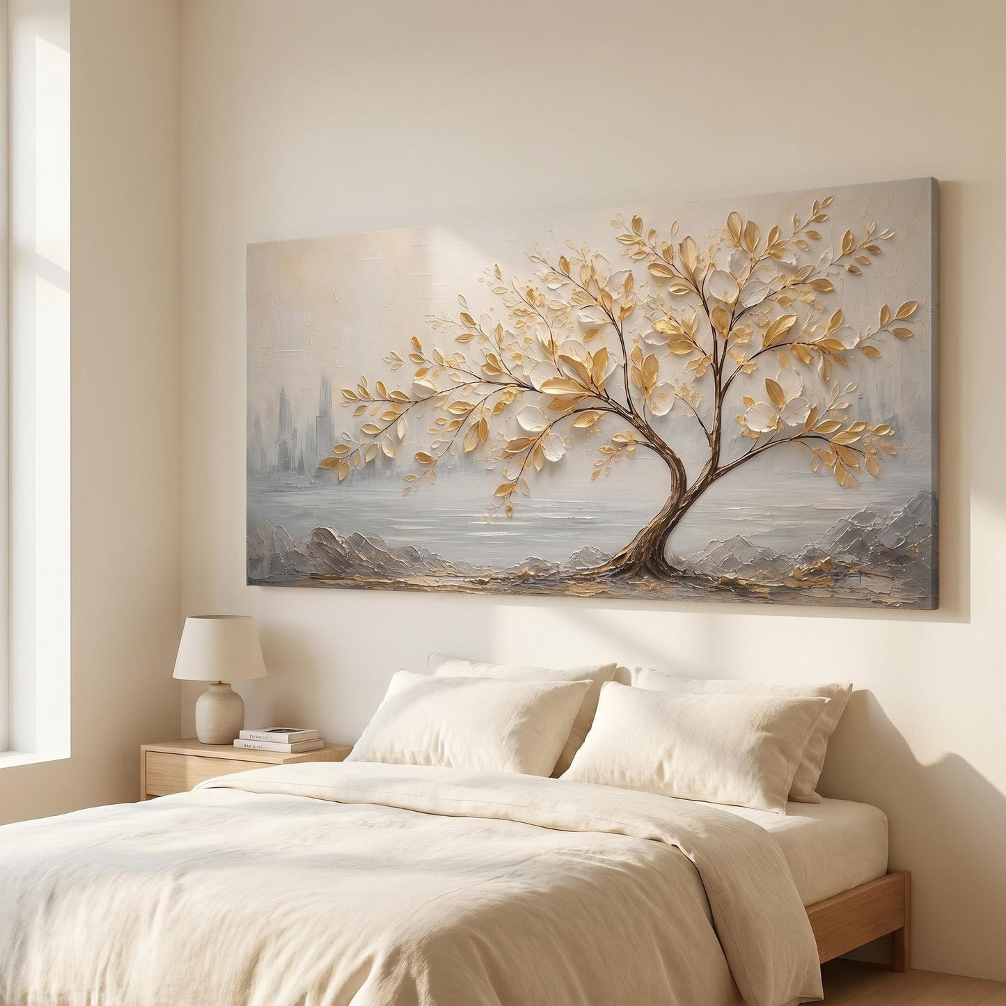 Contemporary Wall Art - Textured Golden Tree