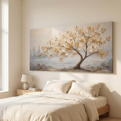 Contemporary Wall Art - Textured Golden Tree