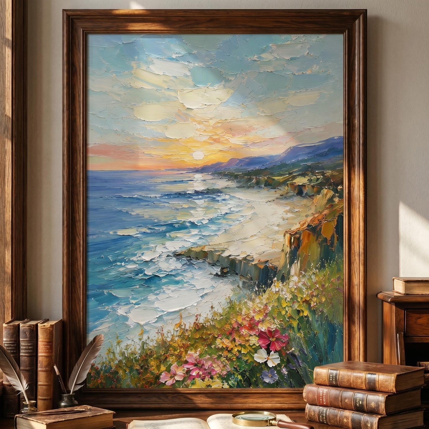 3D Textured Painting - Coastal Sunset Bluff