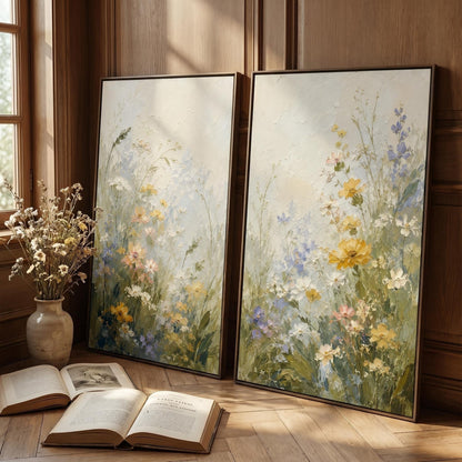 Colorful Painting - Wildflower Meadow Diptych
