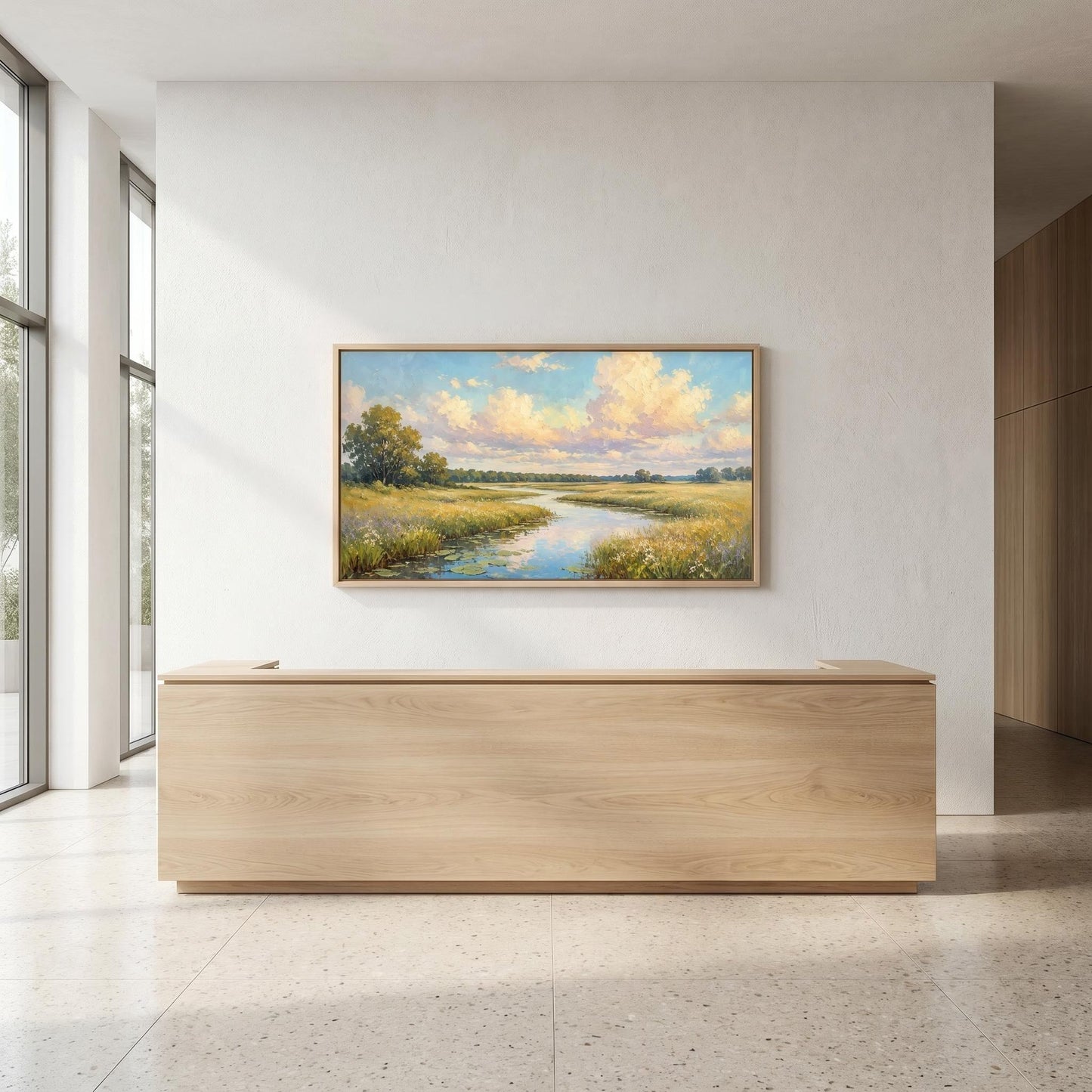 3D Textured Painting - Golden River Meadow