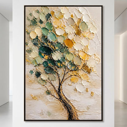 3D Textured Painting - Golden Green Tree
