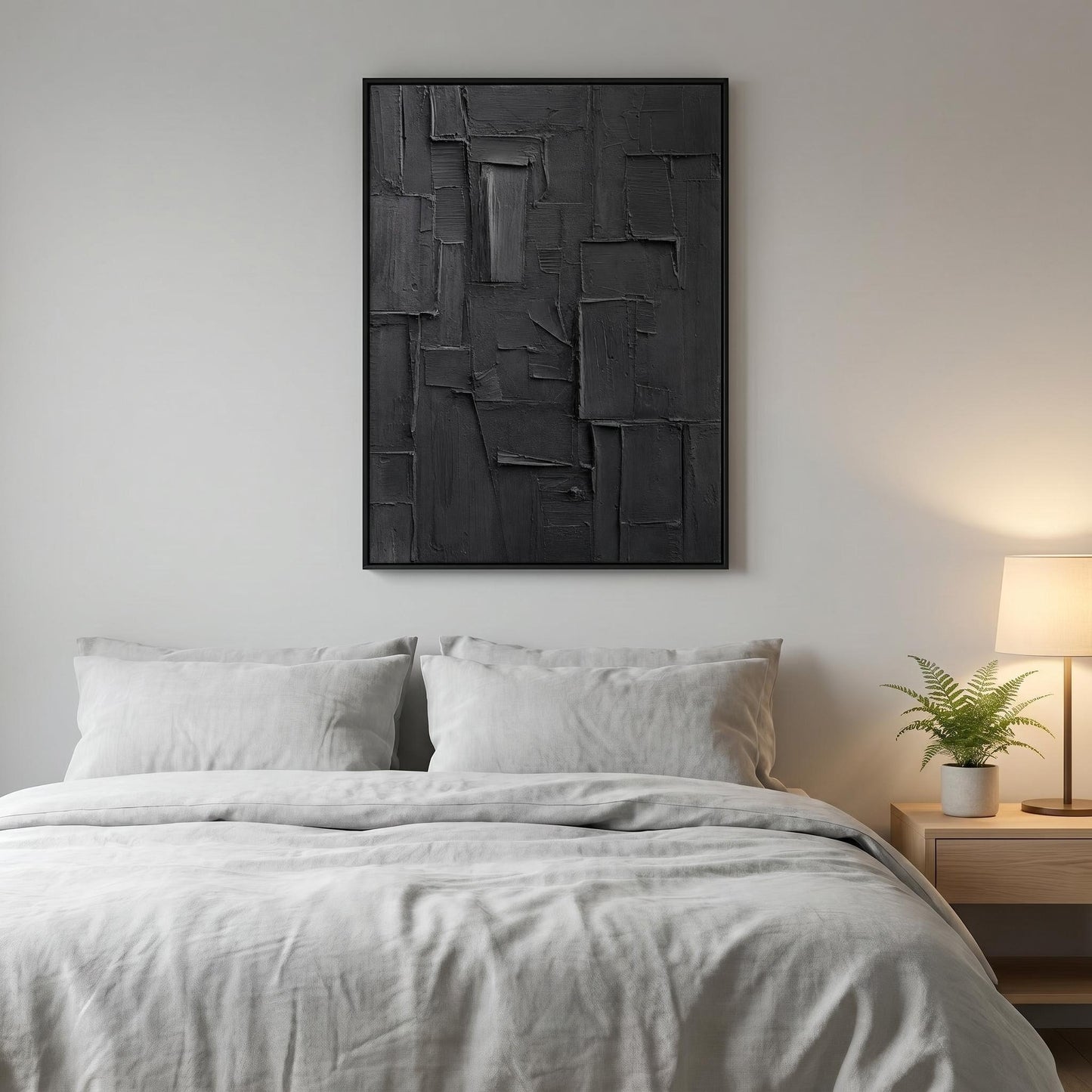 Wabi-Sabi Wall Art - Textured Black Relief