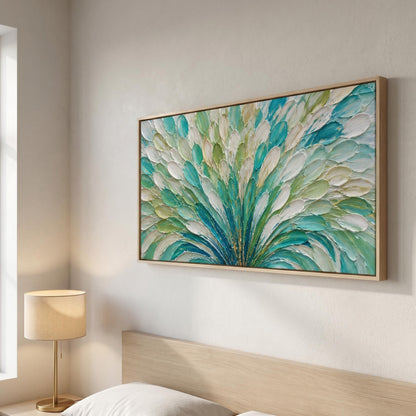 3D Textured Painting - Teal Peacock Bloom