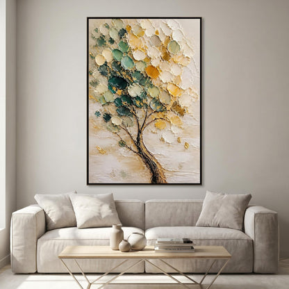 3D Textured Painting - Golden Green Tree