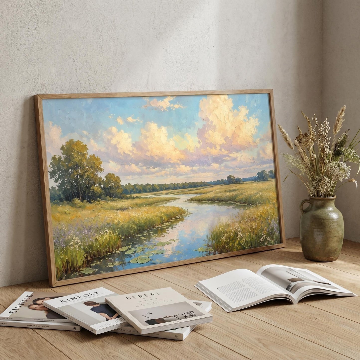 3D Textured Painting - Golden River Meadow