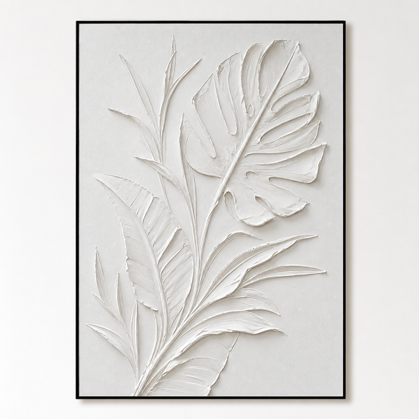 Minimalism - White Botanical Relief