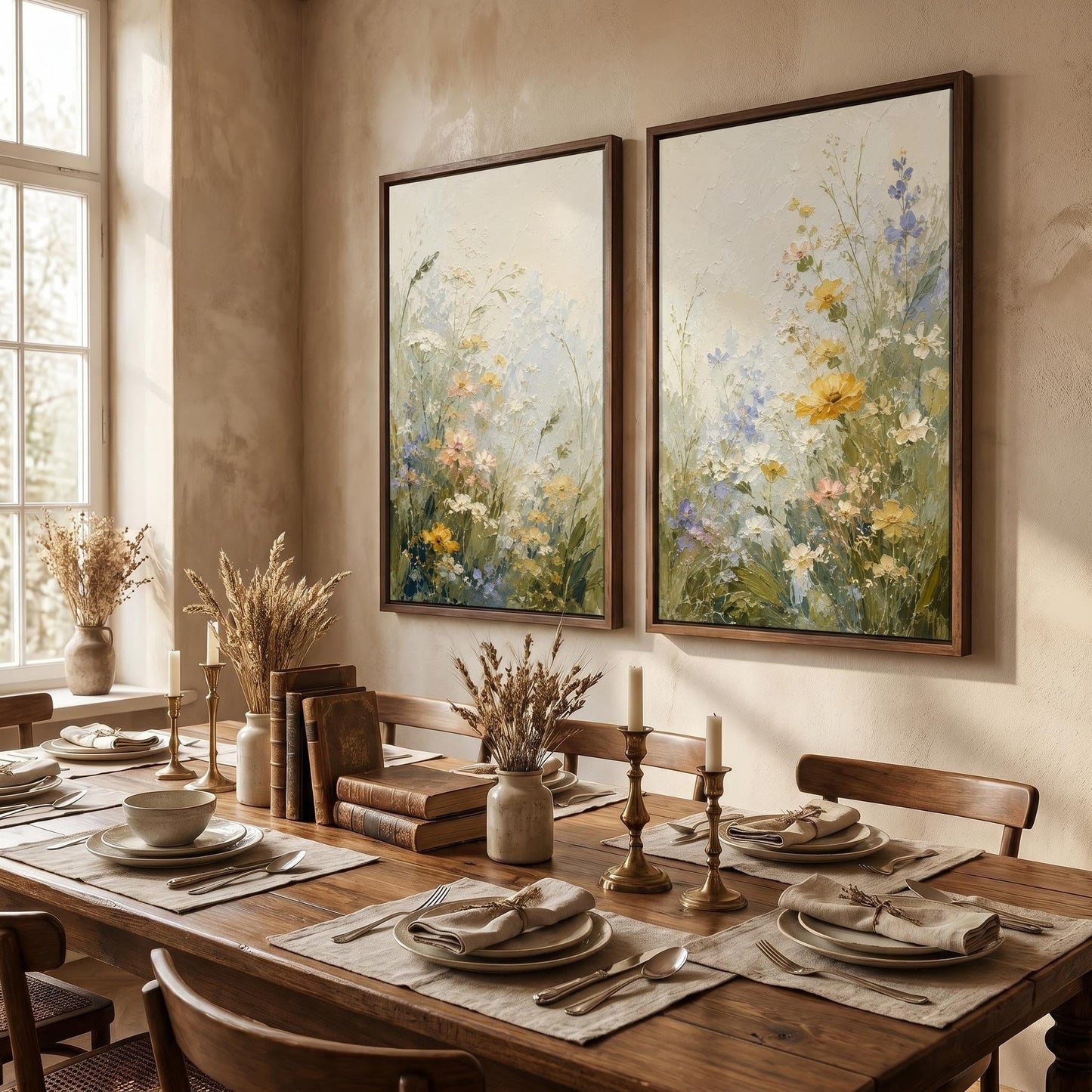 Colorful Painting - Wildflower Meadow Diptych