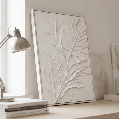 Minimalism - White Botanical Relief