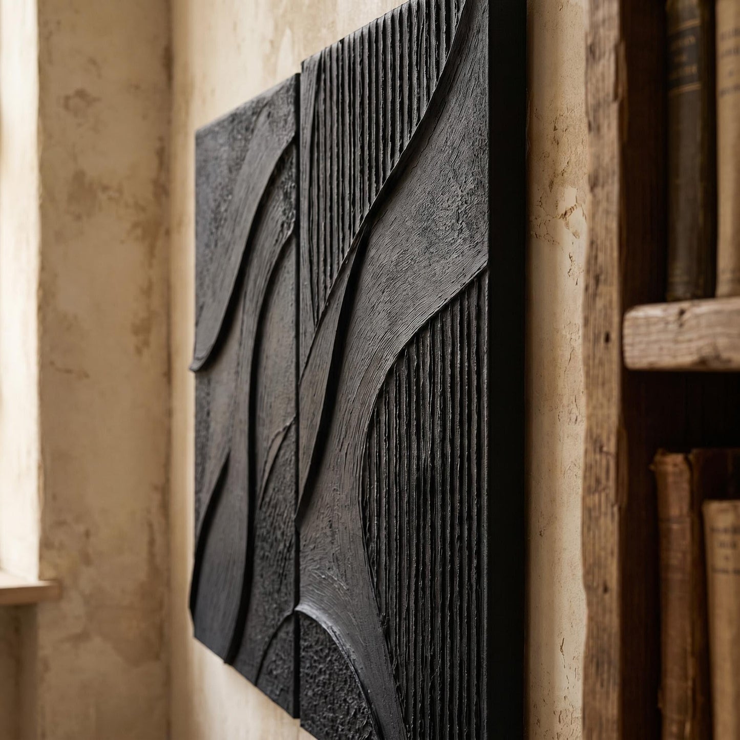 Wabi-Sabi Wall Art - Noir Flow Diptych