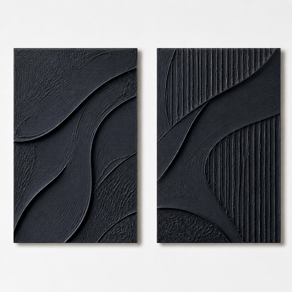 Wabi-Sabi Wall Art - Noir Flow Diptych