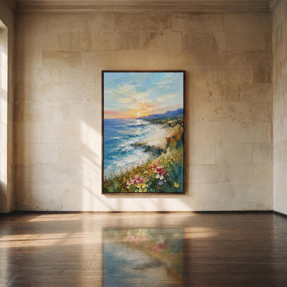 3D Textured Painting - Coastal Sunset Bluff