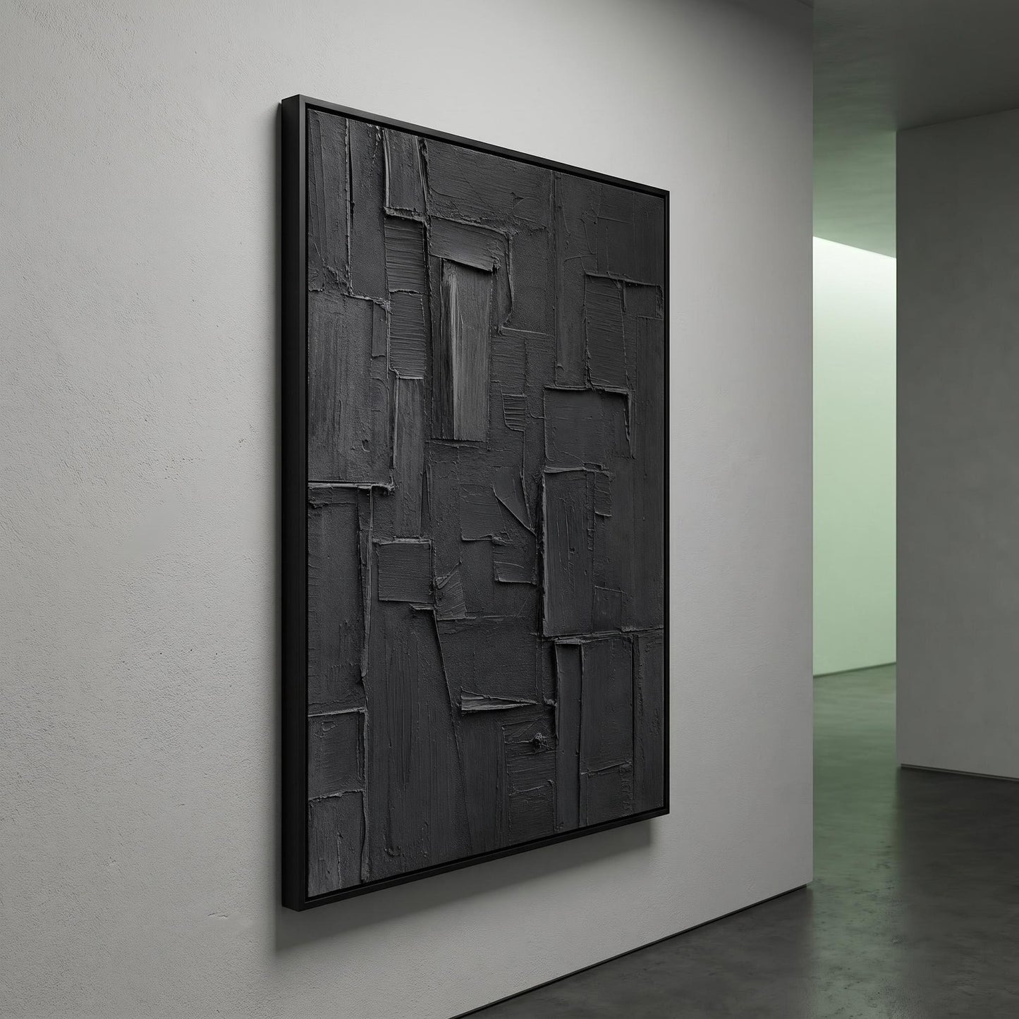 Wabi-Sabi Wall Art - Textured Black Relief