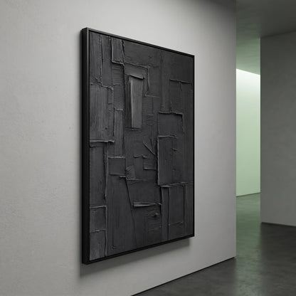 Wabi-Sabi Wall Art - Textured Black Relief