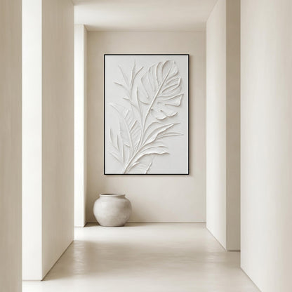 Minimalism - White Botanical Relief