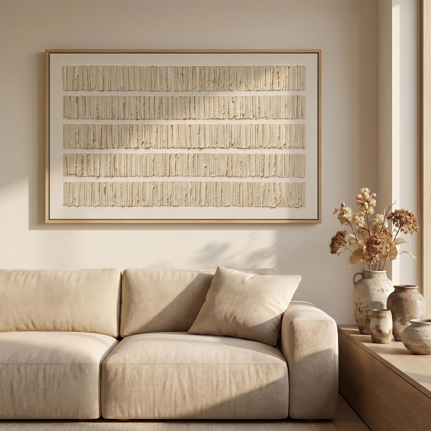 Wabi-Sabi Wall Art - Textured Linen Rows
