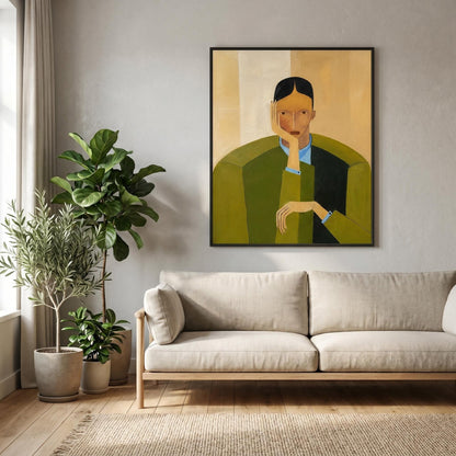 Abstract Art Painting - Contemplative Figure