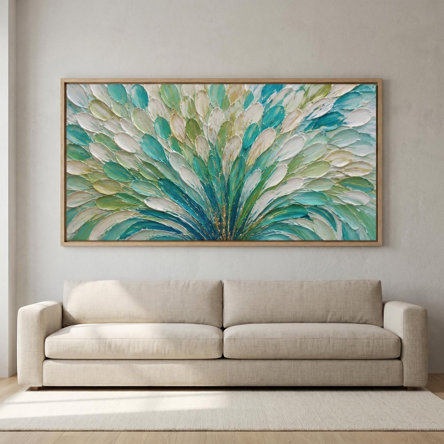 3D Textured Painting - Teal Peacock Bloom