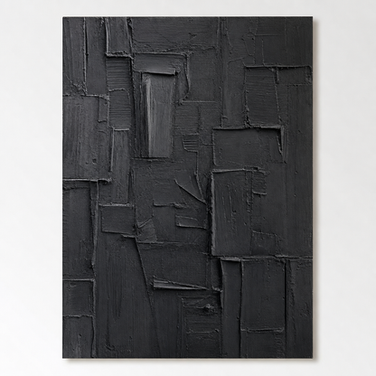 Wabi-Sabi Wall Art - Textured Black Relief