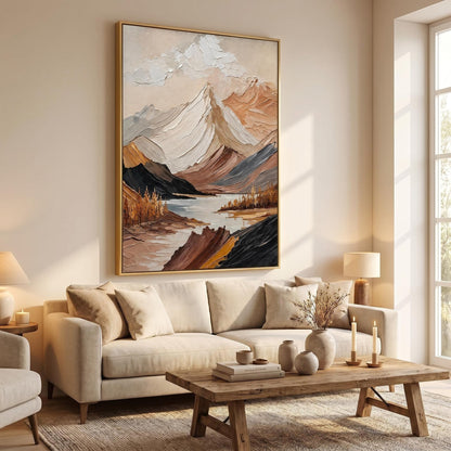 3D Textured Painting - Golden Peak Lake